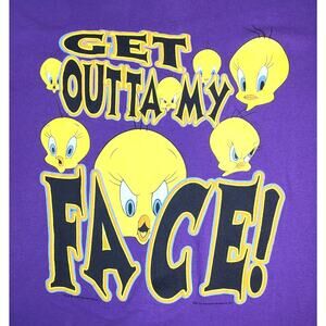 Vintage Garment Graphics Tweety Bird Graphic T-Shirt Tee Shirt Size Large Purple